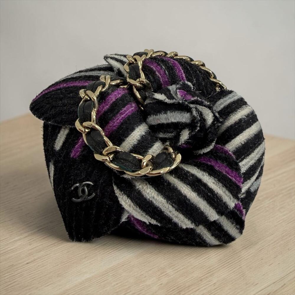 Chanel Tweed Camellia Pin Brooch
